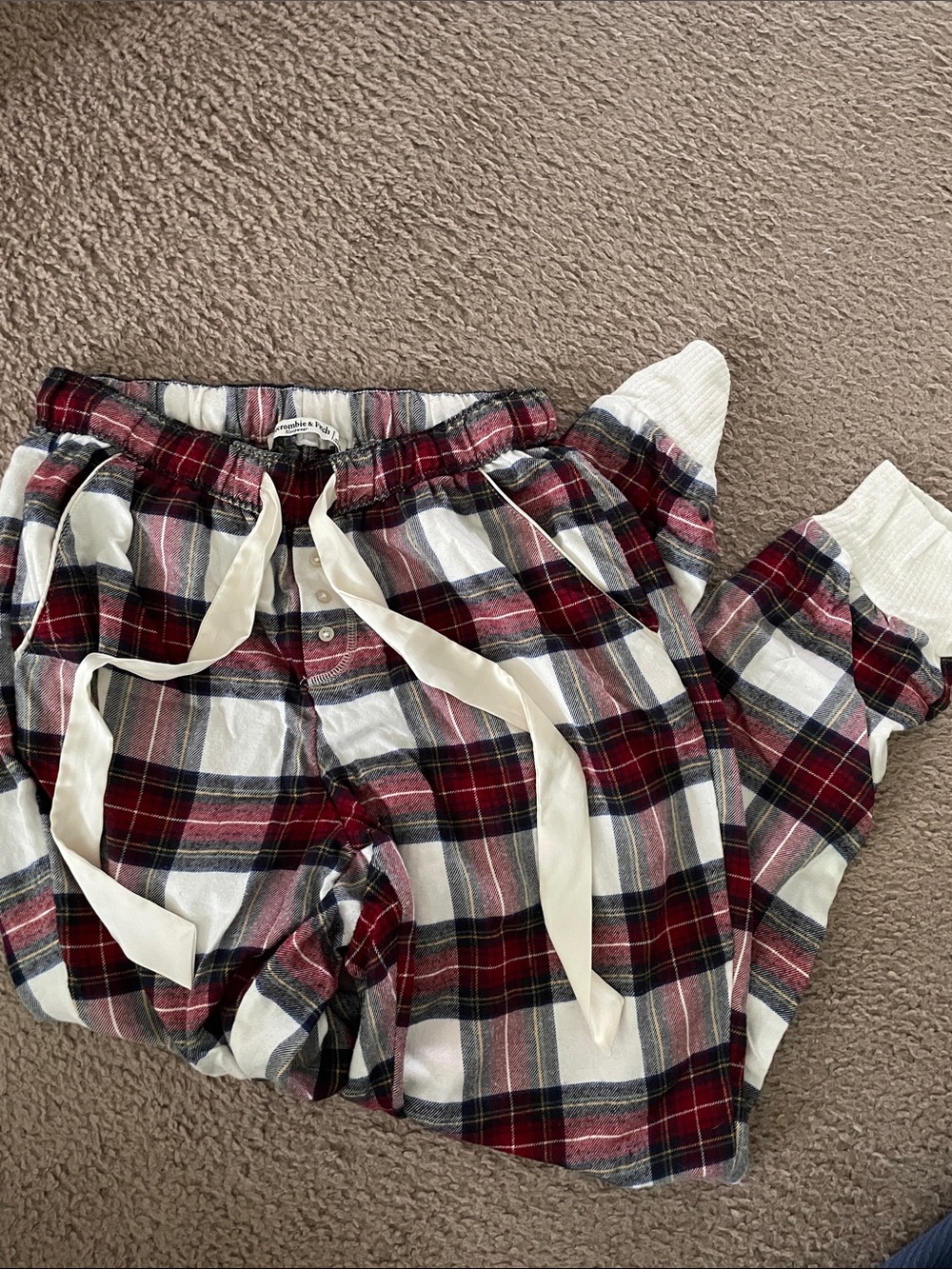 Plaid Abercrombie Pajama Pants in Red, White & Navy
